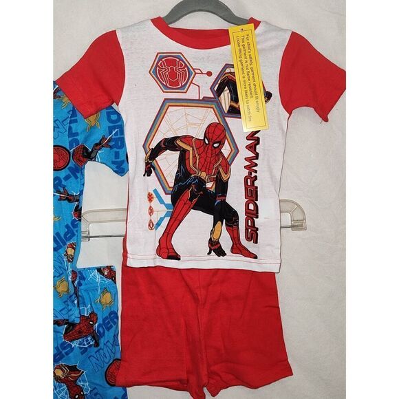 Lot of 2 Size 4T Toddler Boys Spiderman Pajamas Shirt Shorts PJ Set Red and blue - Picture 2 of 14